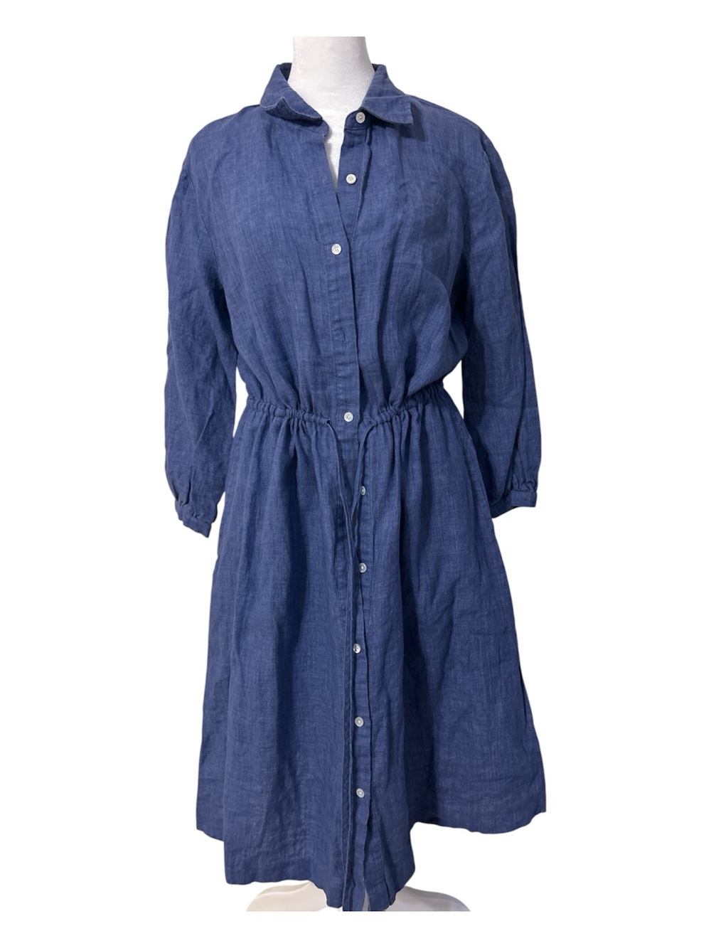J. McLaughlin Navy Indigo Button-Front Midi Dress